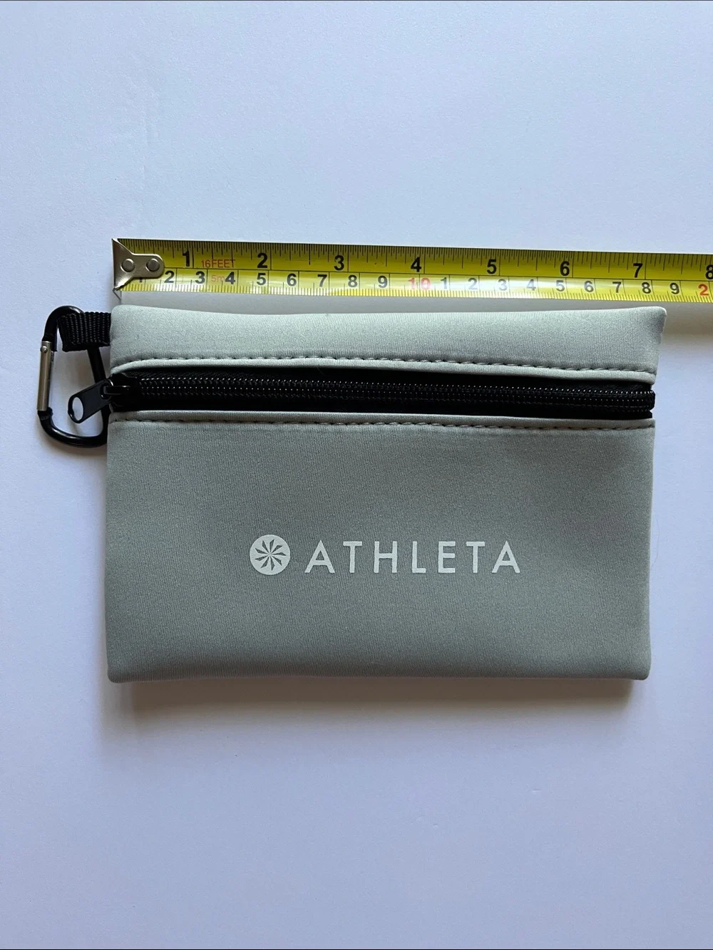 Athleta Grey Neoprene Zip Pouch with Clip